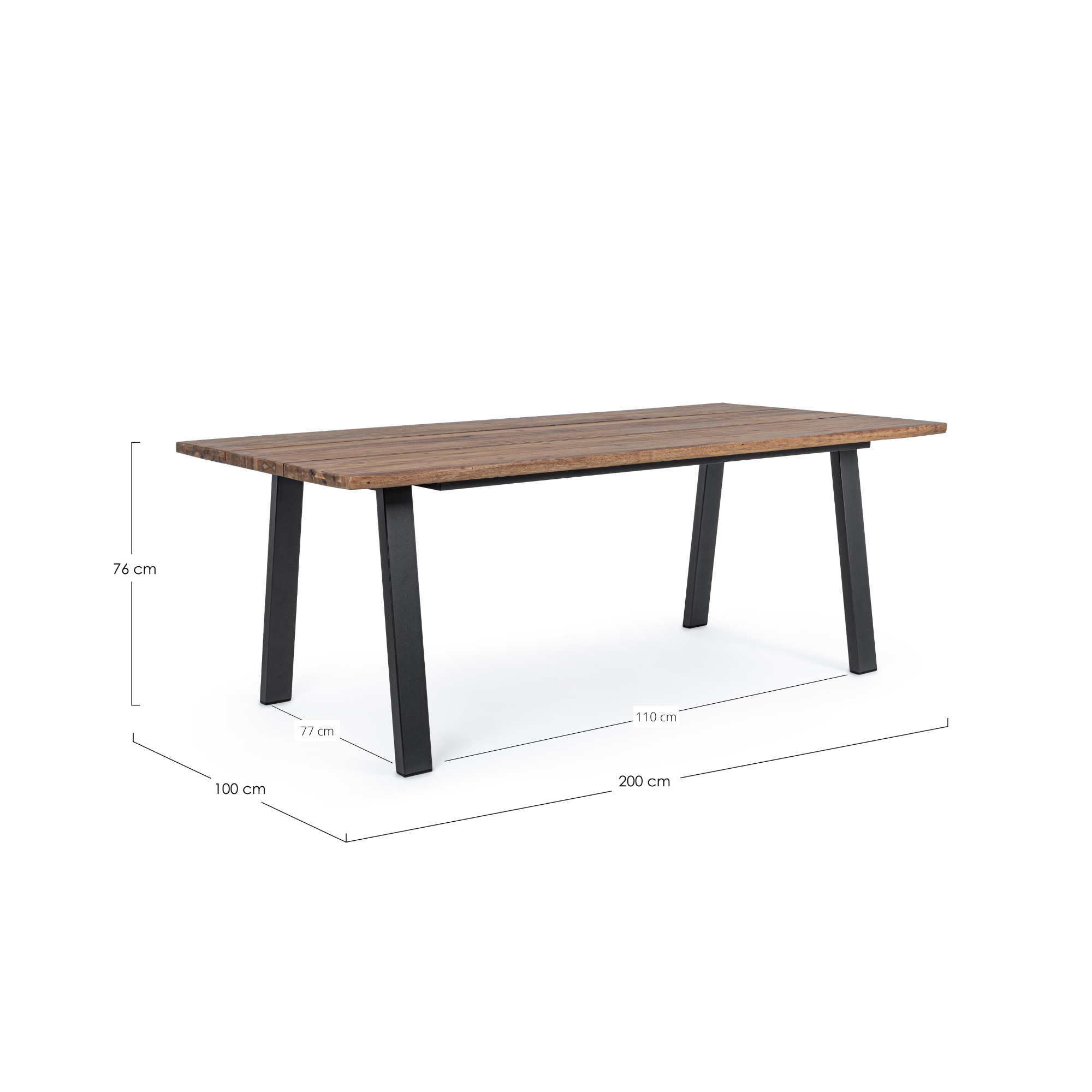 Autre - Table de jardin rectangulaire en métal et bois L160 - OLERON - Image 8