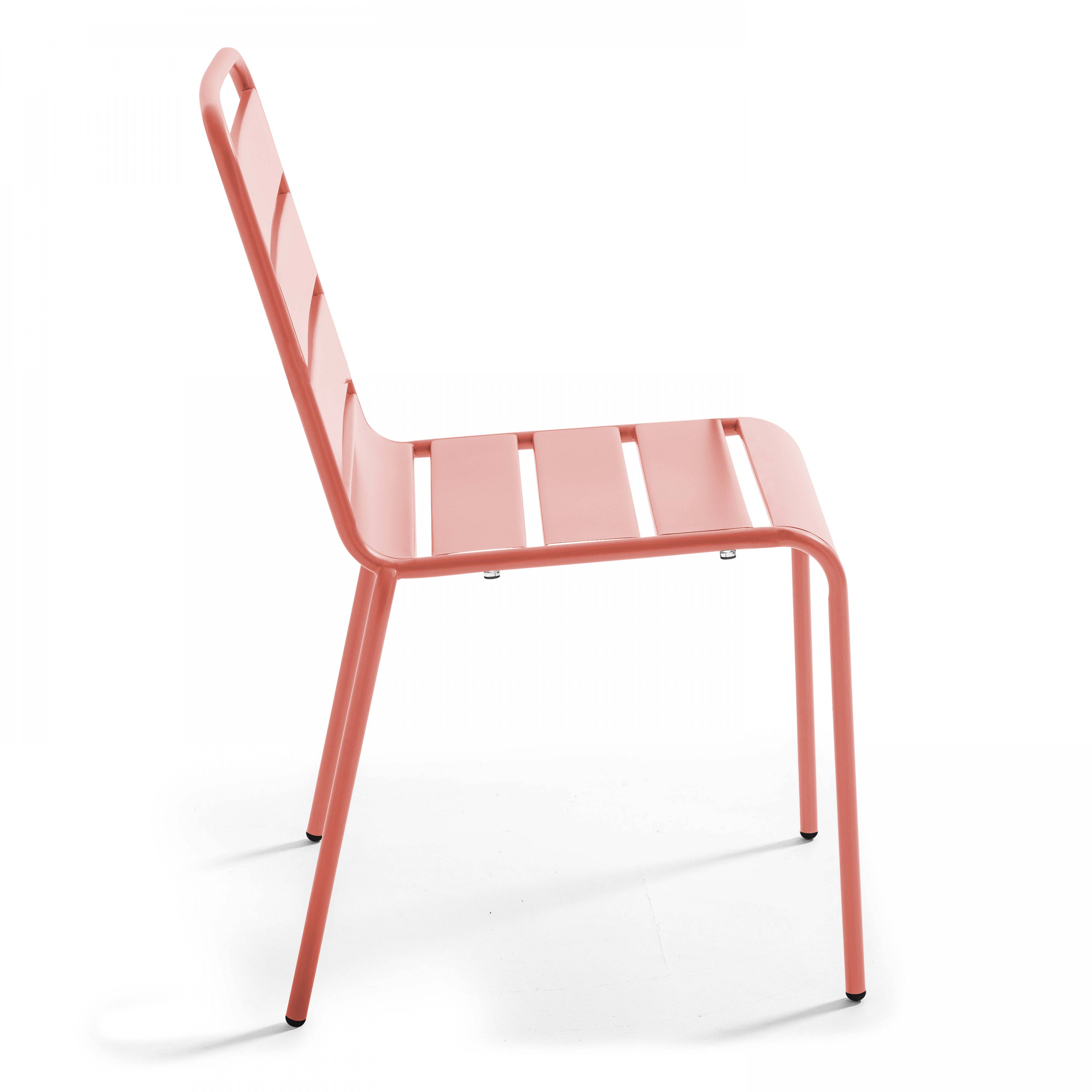 Oviala - Ensemble table de jardin ronde et 2 chaises métal argile Palavas - Oviala - Image 6