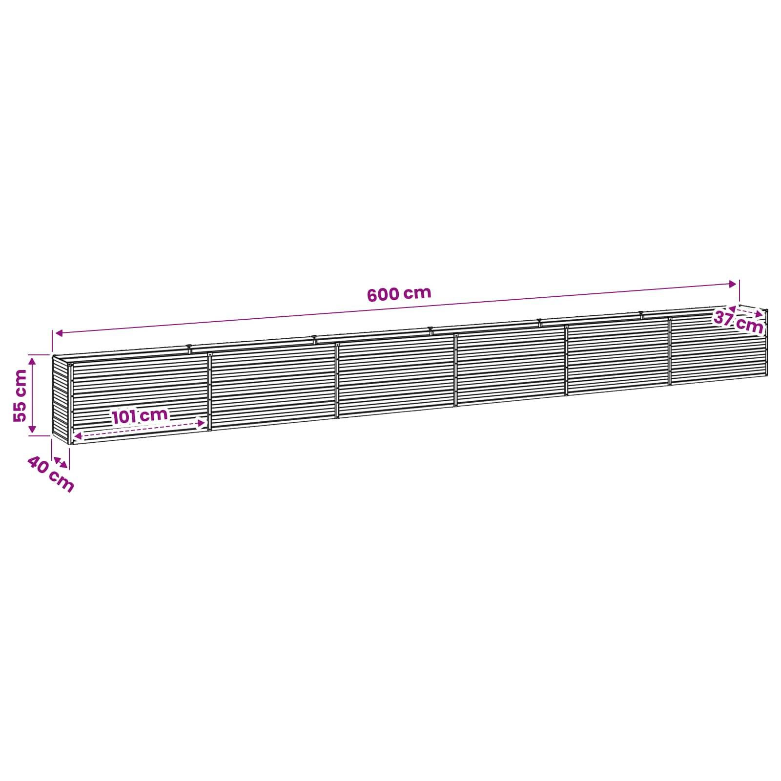 Vidaxl - Jardin surélevé Gris 600 x 40 x 55 cm acier laminé à froid vidaXL 8006299 - Image 3