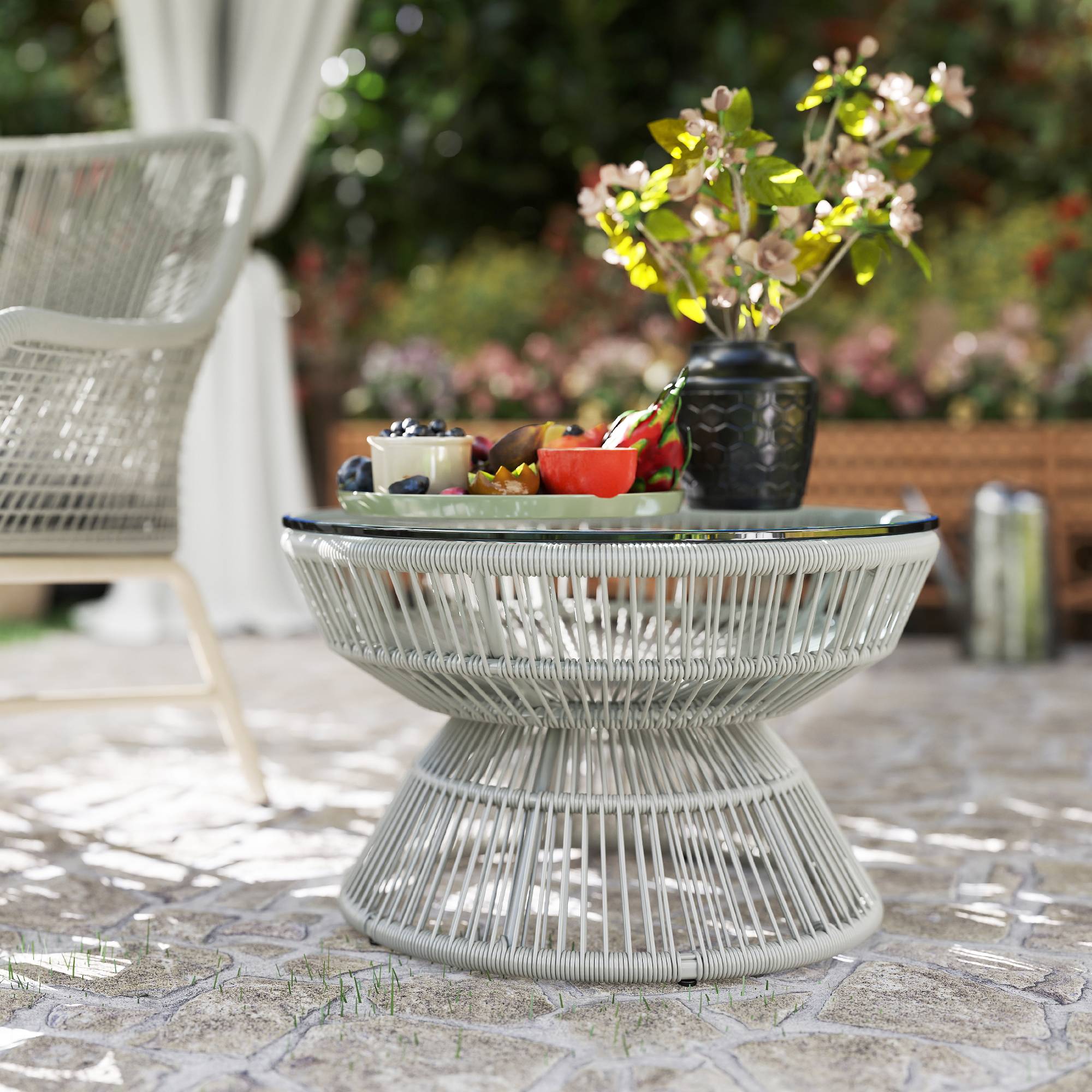 PANGIVO - Table basse de jardin résine tressée gris 60 x 60 x 37 cm - PANGIVO - Image 9