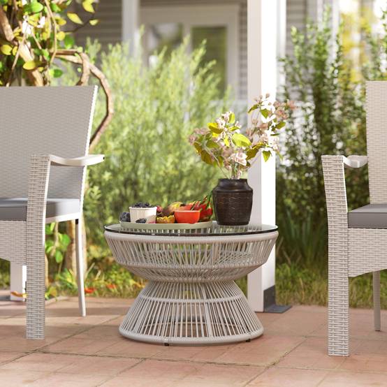 PANGIVO - Table basse de jardin résine tressée gris 60 x 60 x 37 cm - PANGIVO - Image 3