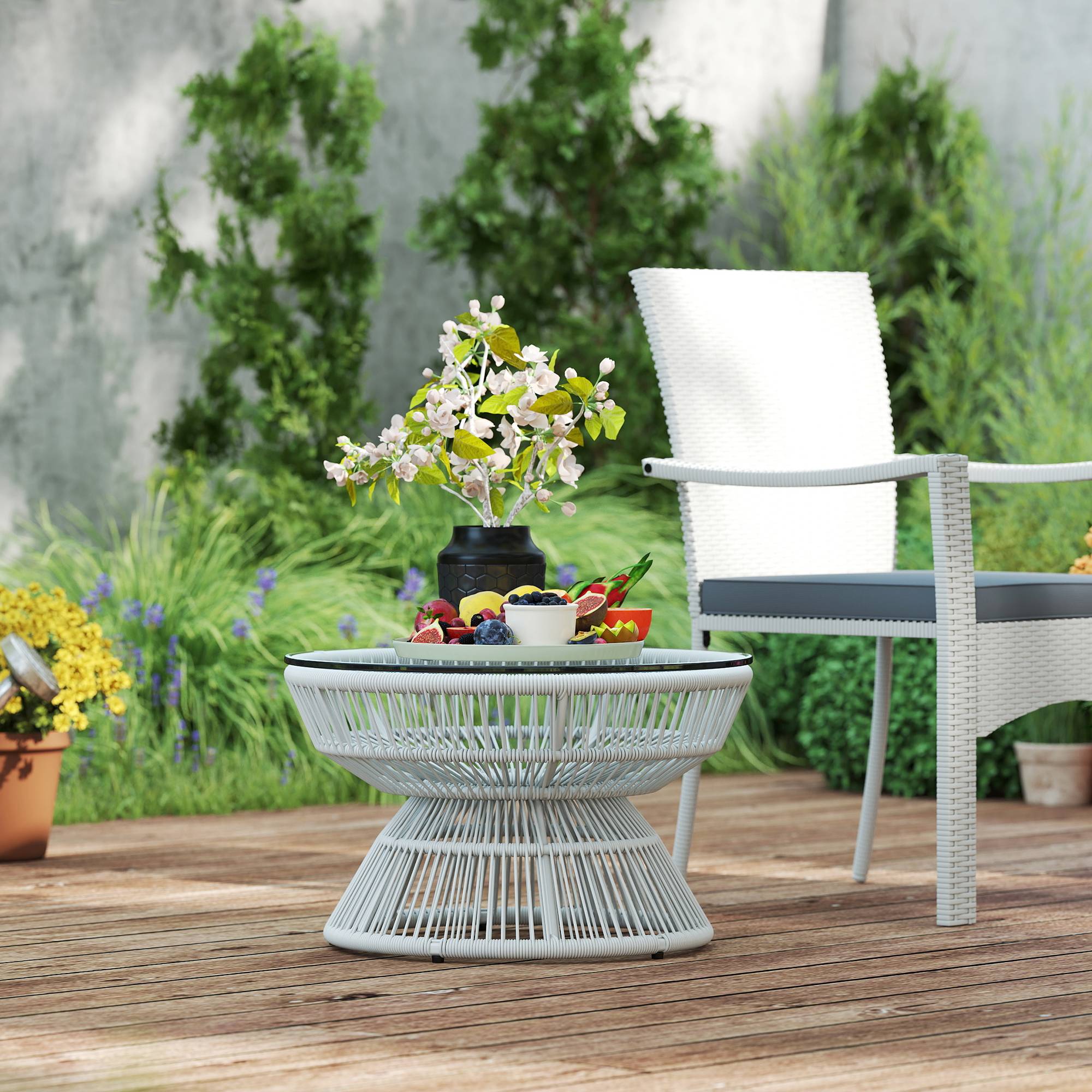 PANGIVO - Table basse de jardin résine tressée gris 60 x 60 x 37 cm - PANGIVO - Image 10