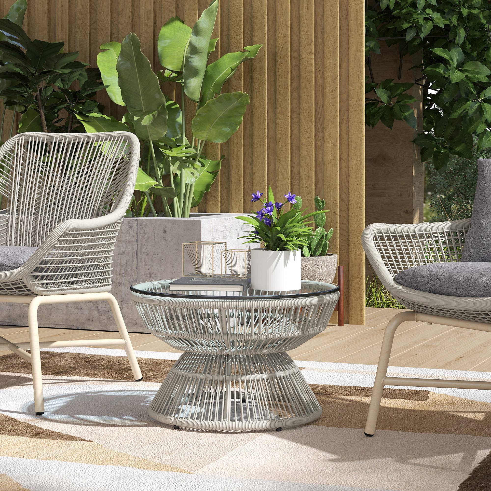 PANGIVO - Table basse de jardin résine tressée gris 60 x 60 x 37 cm - PANGIVO - Image 4