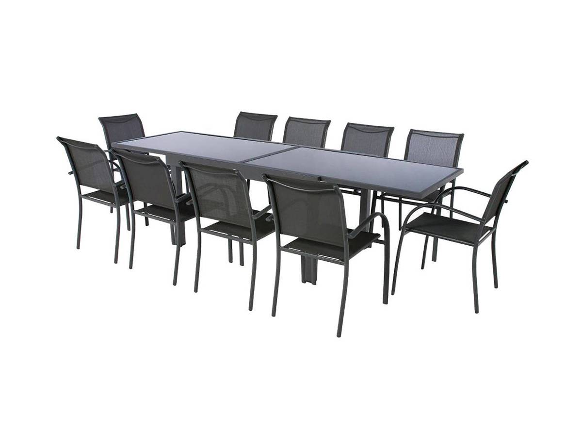 Hesperide - Table extensible rectangulaire en verre Piazza 6/10 places Gris anthracite + Housse - Hespéride - Image 5