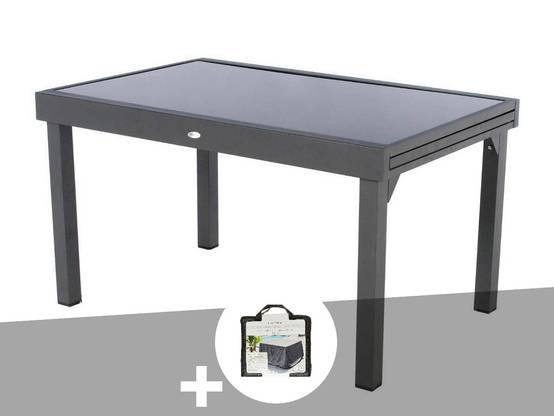 Hesperide - Table extensible rectangulaire en verre Piazza 6/10 places Gris anthracite + Housse - Hespéride - Image 1