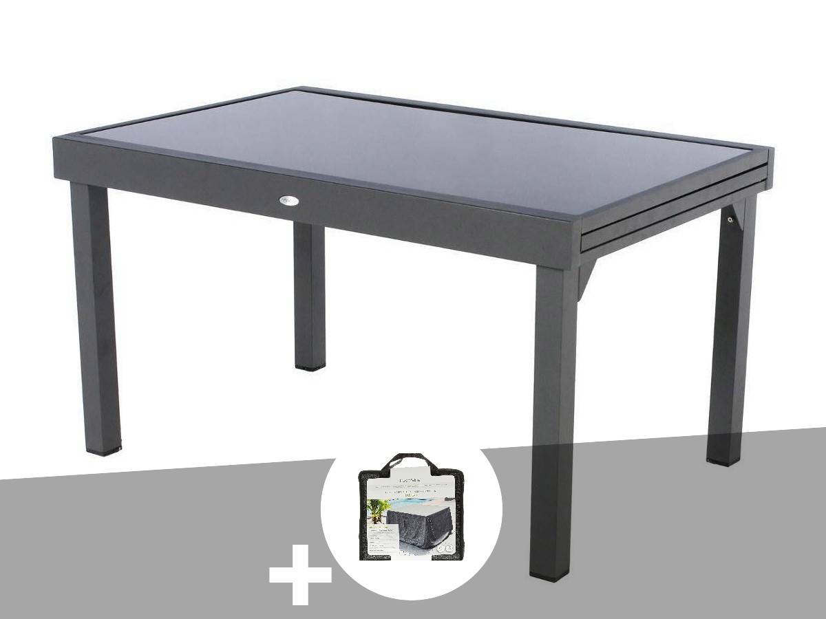 Hesperide - Table extensible rectangulaire en verre Piazza 6/10 places Gris anthracite + Housse - Hespéride - Image 1