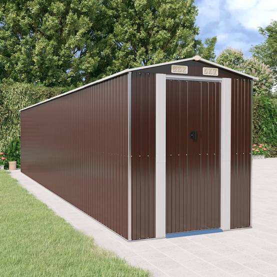 Vidaxl - Abri de jardin Marron foncé 192x938x223 cm Métal galvanisé vidaXL 3147469 - Image 1