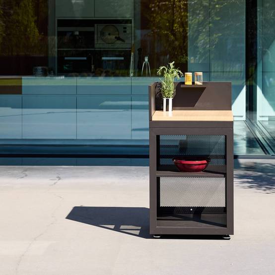 sweeek - Cuisine extérieure acier et décor bois 1 étagère L60cm noir - Milos | sweeek - Image 3