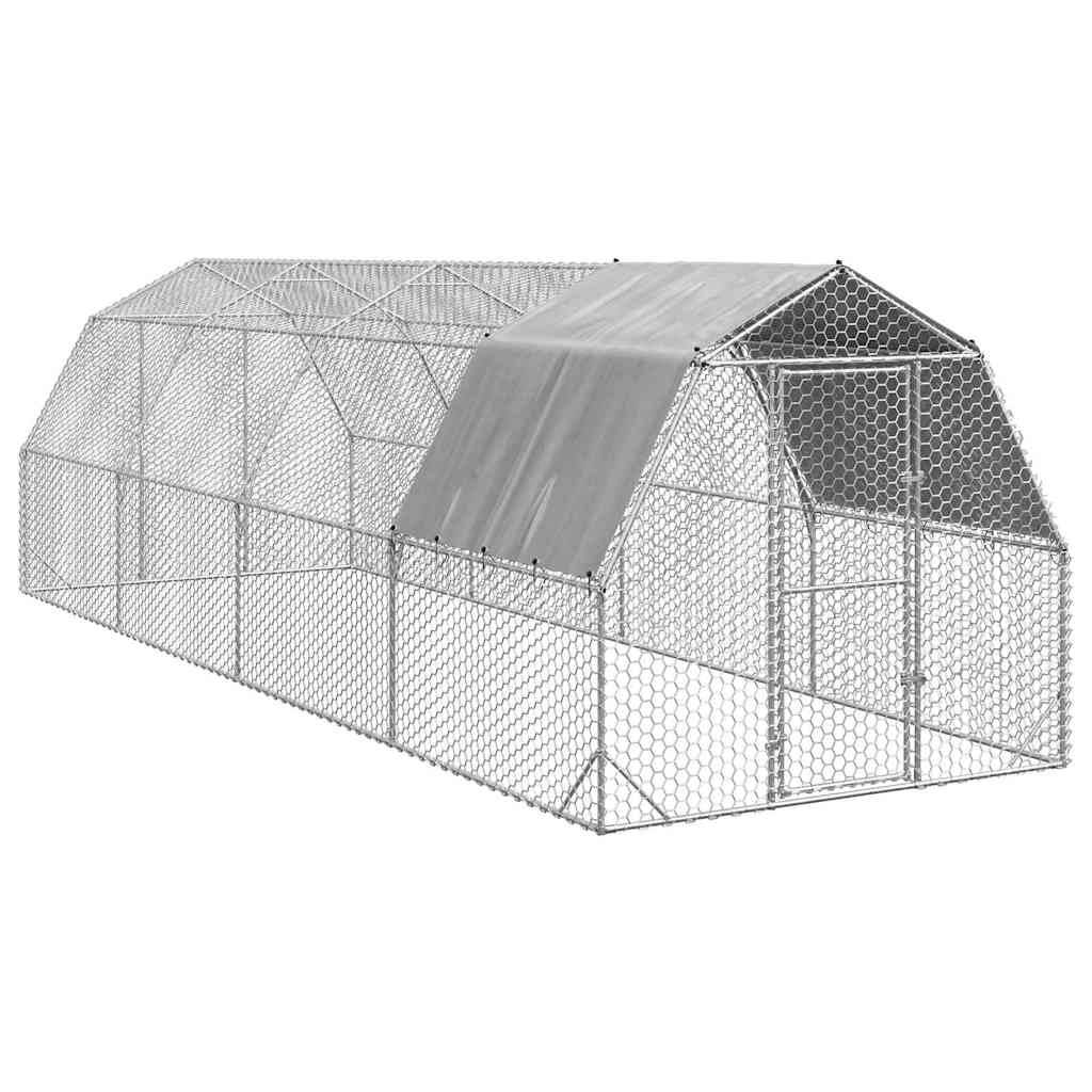 Poulailler acier argent 2,5 x 8 x 2,25 m - Prolenta premium p3316.8 - Image 2