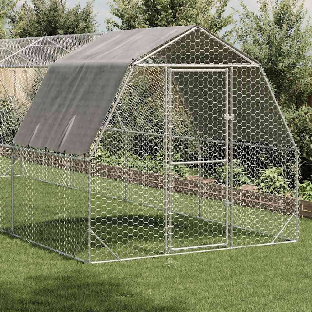 Poulailler acier argent 2,5 x 8 x 2,25 m - Prolenta premium p3316.8 - Image 1