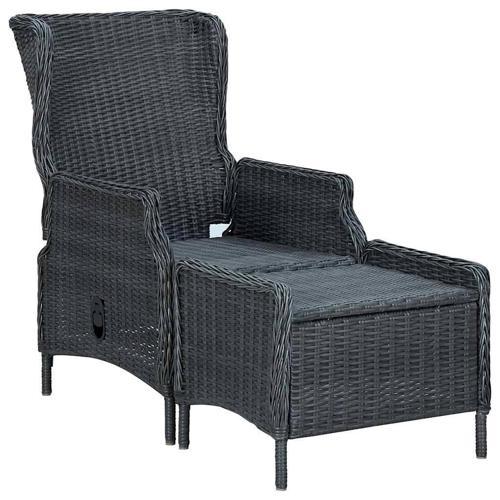ComfortXL - Fauteuil de Jardin Inclinable Résine Tressée avec Repose-pieds et Coussins pour Balcon Gris Foncé – ComfortXL Outdoor Living - Image 2