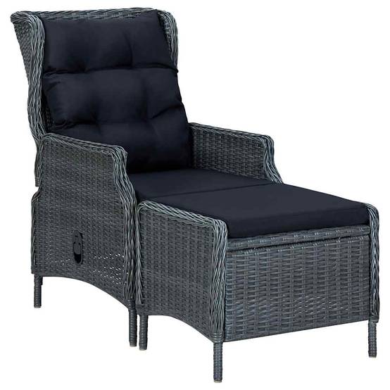 ComfortXL - Fauteuil de Jardin Inclinable Résine Tressée avec Repose-pieds et Coussins pour Balcon Gris Foncé – ComfortXL Outdoor Living - Image 1