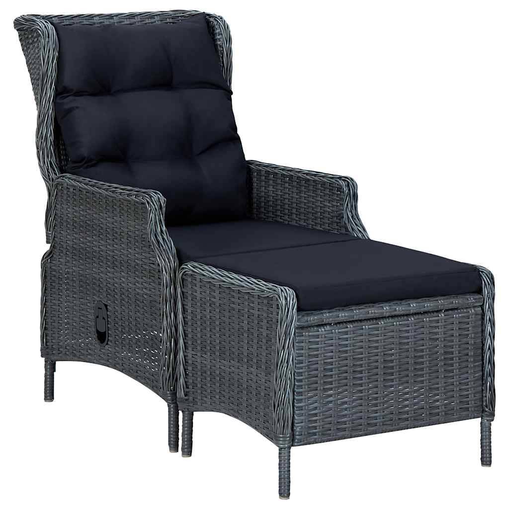 ComfortXL - Fauteuil de Jardin Inclinable Résine Tressée avec Repose-pieds et Coussins pour Balcon Gris Foncé – ComfortXL Outdoor Living - Image 1