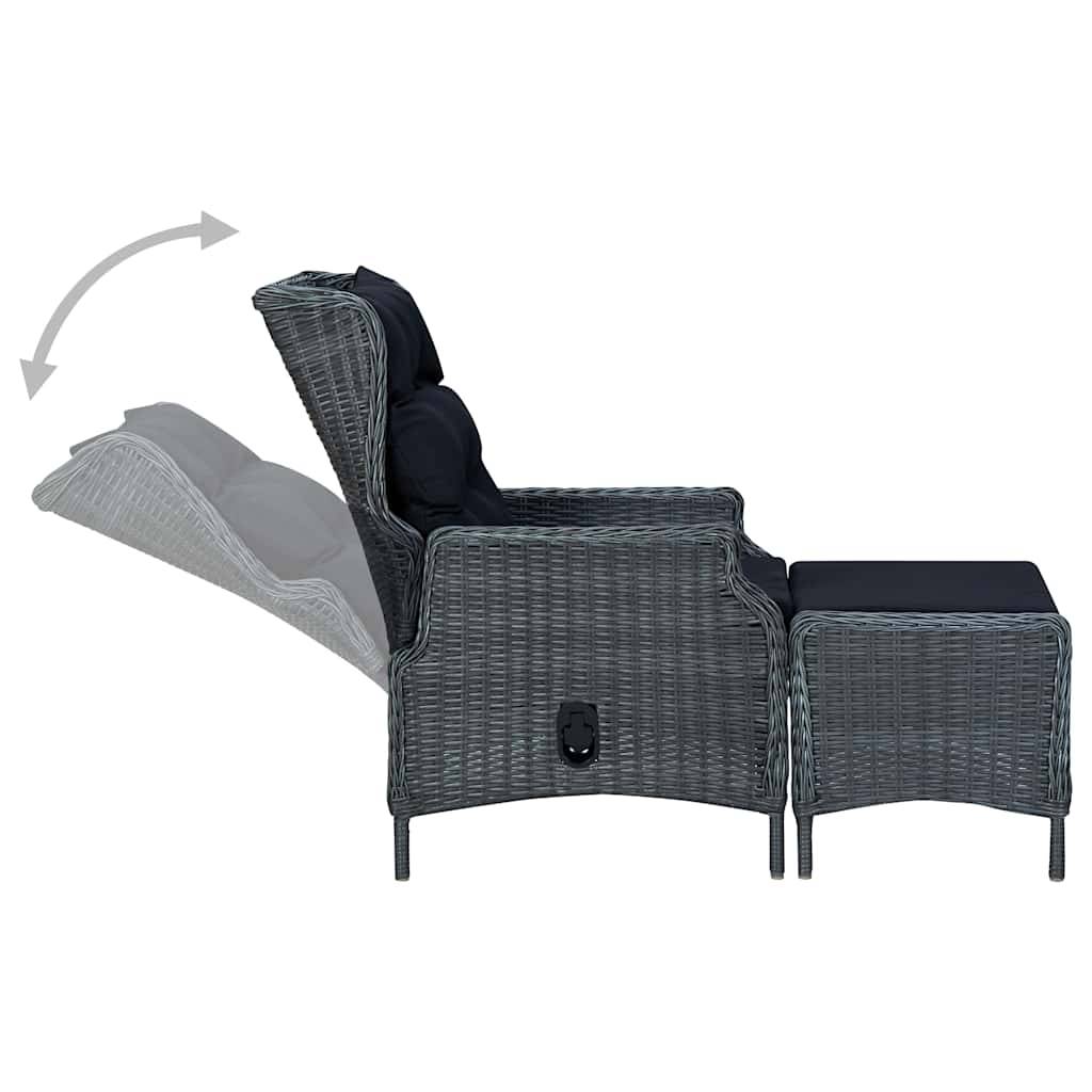 ComfortXL - Fauteuil de Jardin Inclinable Résine Tressée avec Repose-pieds et Coussins pour Balcon Gris Foncé – ComfortXL Outdoor Living - Image 4