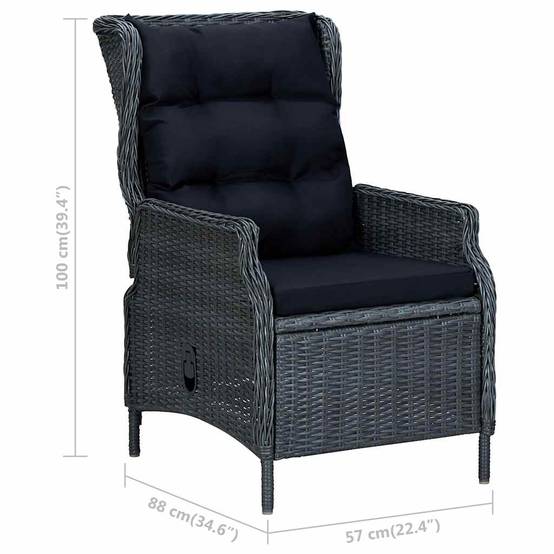 ComfortXL - Fauteuil de Jardin Inclinable Résine Tressée avec Repose-pieds et Coussins pour Balcon Gris Foncé – ComfortXL Outdoor Living - Image 10