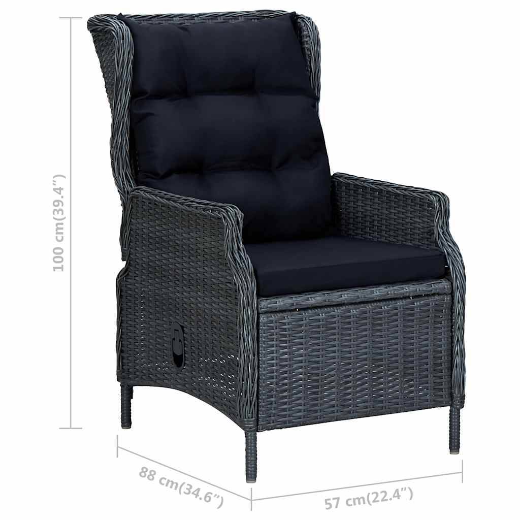 ComfortXL - Fauteuil de Jardin Inclinable Résine Tressée avec Repose-pieds et Coussins pour Balcon Gris Foncé – ComfortXL Outdoor Living - Image 10