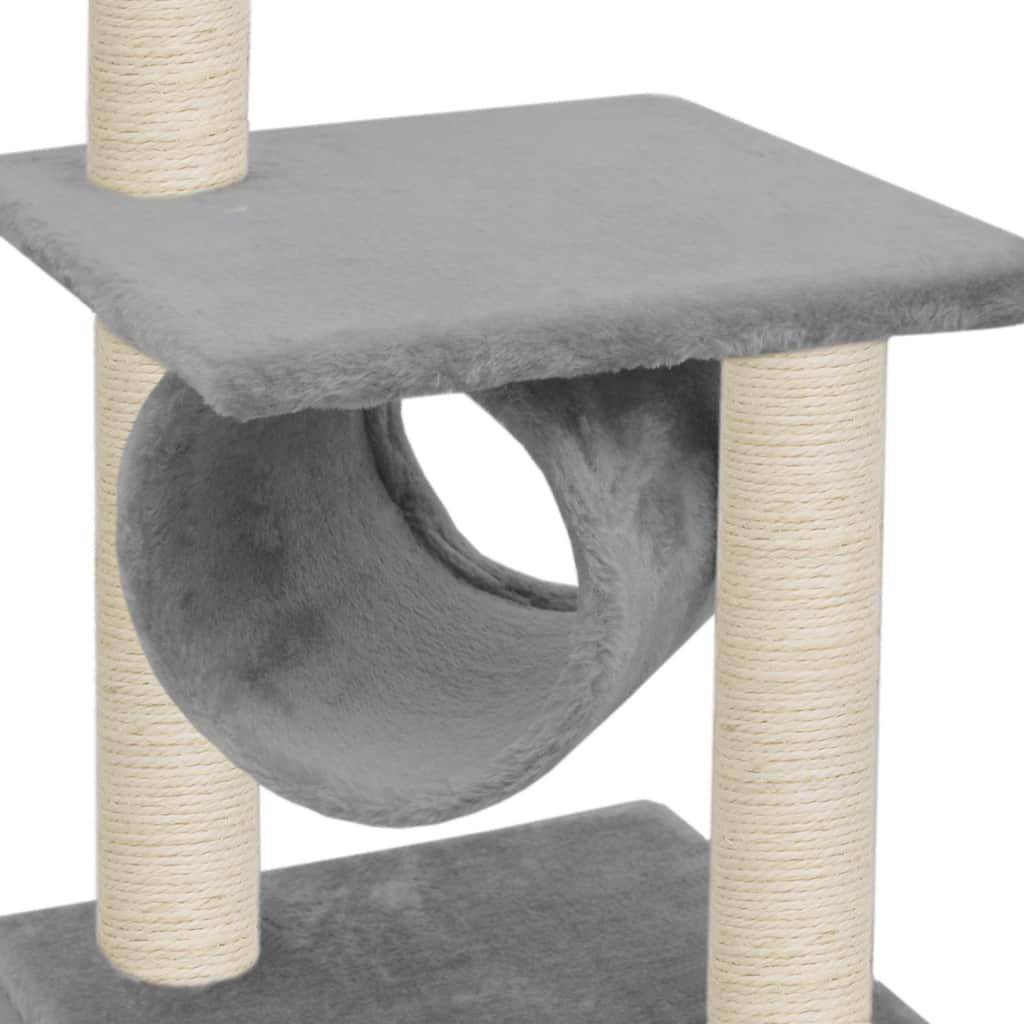 Helloshop26 - Arbre à chat griffoir grattoir niche jouet animaux peluché en sisal 65 cm gris - Image 3