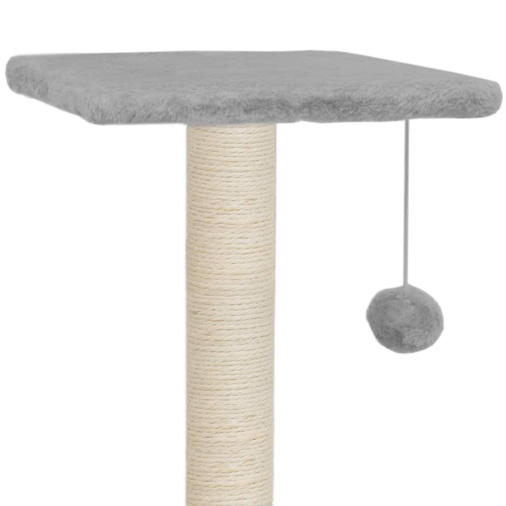 Helloshop26 - Arbre à chat griffoir grattoir niche jouet animaux peluché en sisal 65 cm gris - Image 4