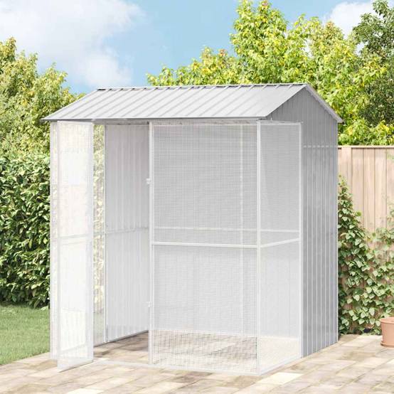 Volière Jardin Carrée Acier Galvanisé 215x210cm Gris - ComfortXL Outdoor Living - Image 1