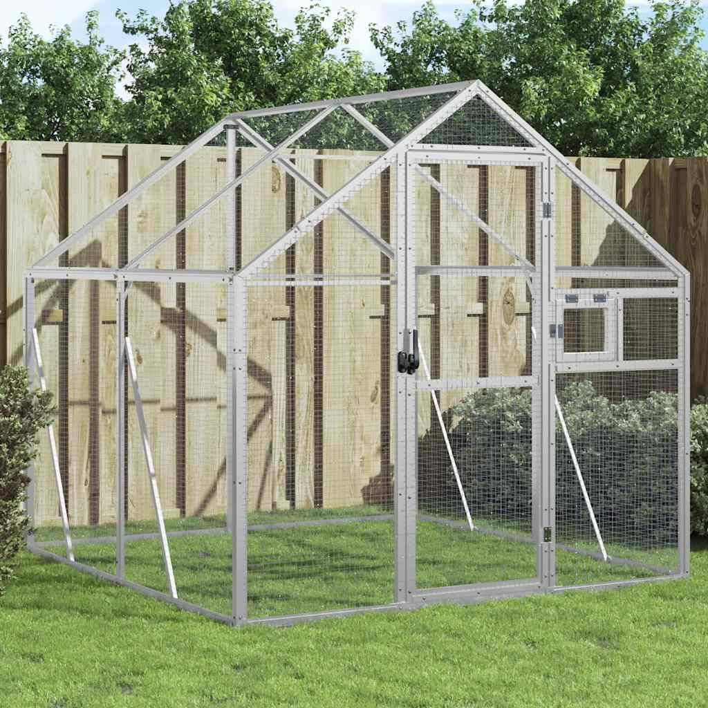 Volière Alu Modulable Légère Habitat Jardin Argent 179x200x185cm - ComfortXL Outdoor Living - Image 1