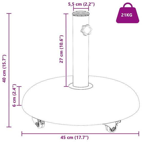 Vidaxl - Pied de parasol 21kg Gris clair Béton Rond vidaXL 42007324 - Image 3