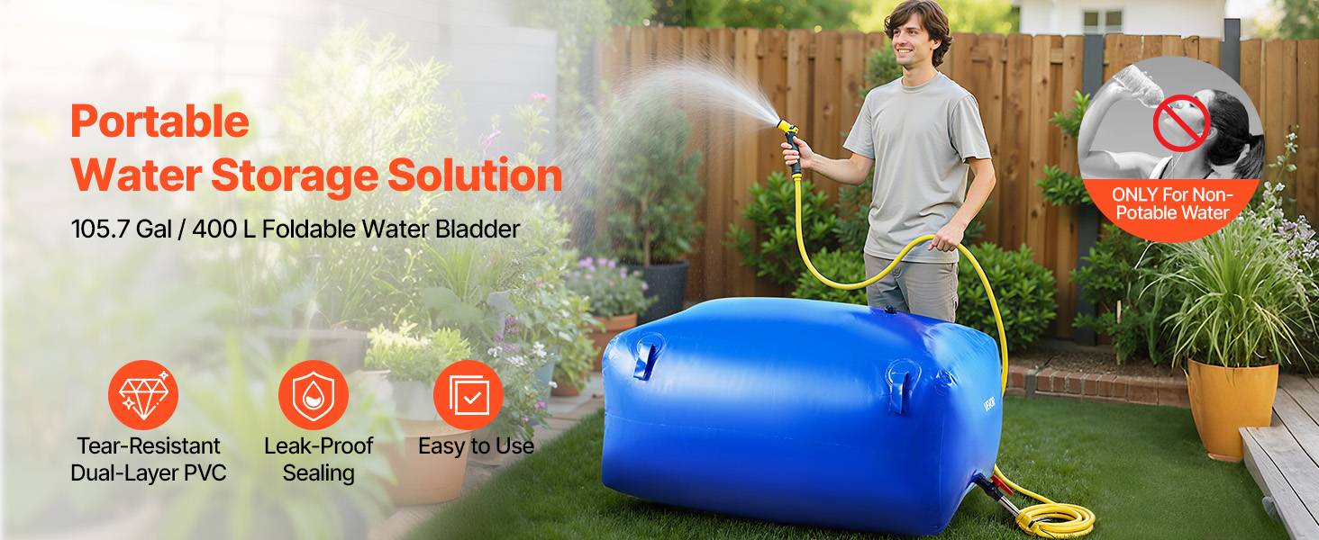 Vevor - VEVOR Réservoir d'Eau Souple Vessie de Stockage Eau Pliable en PVC 400 L Bleu - Image 9