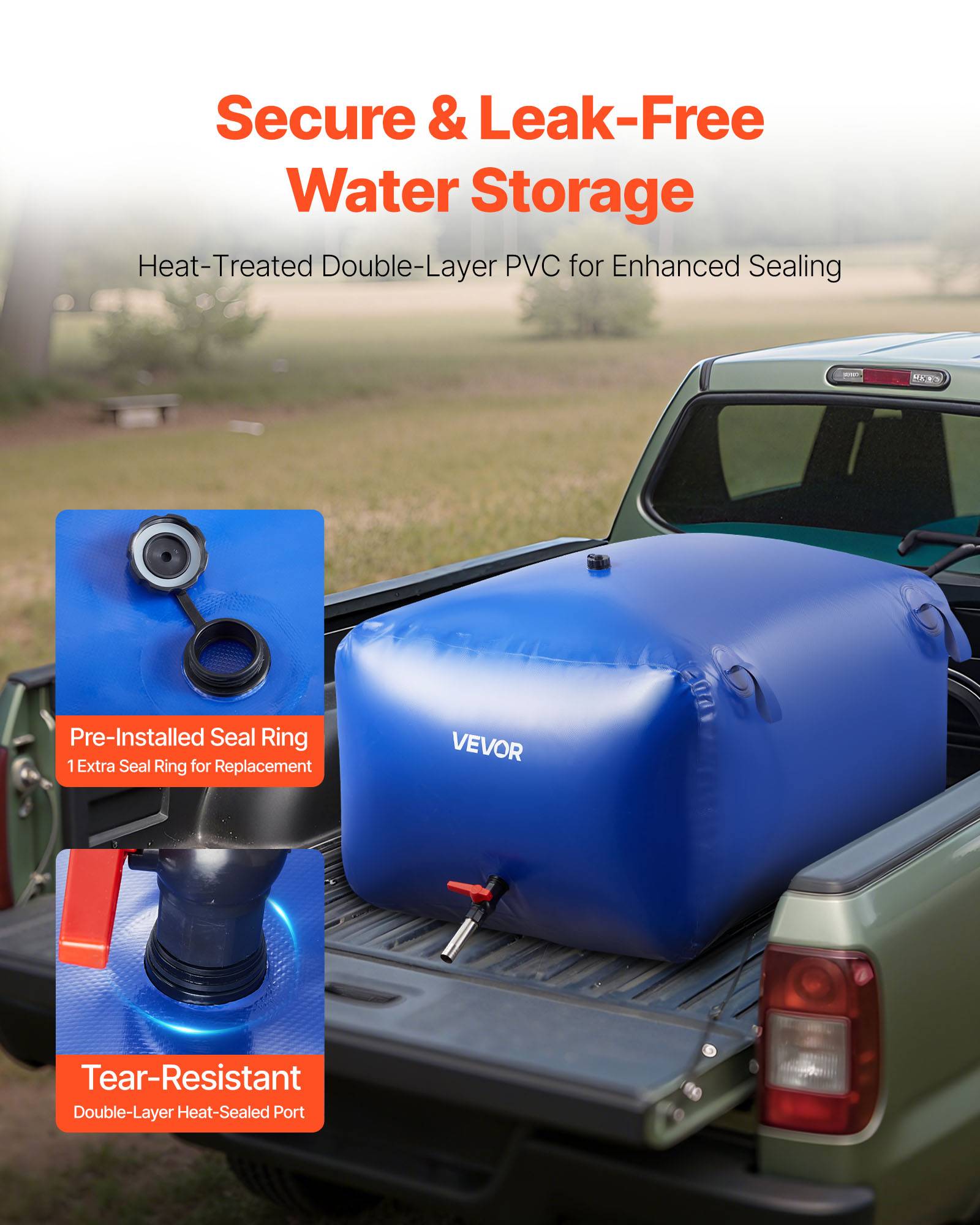 Vevor - VEVOR Réservoir d'Eau Souple Vessie de Stockage Eau Pliable en PVC 400 L Bleu - Image 4