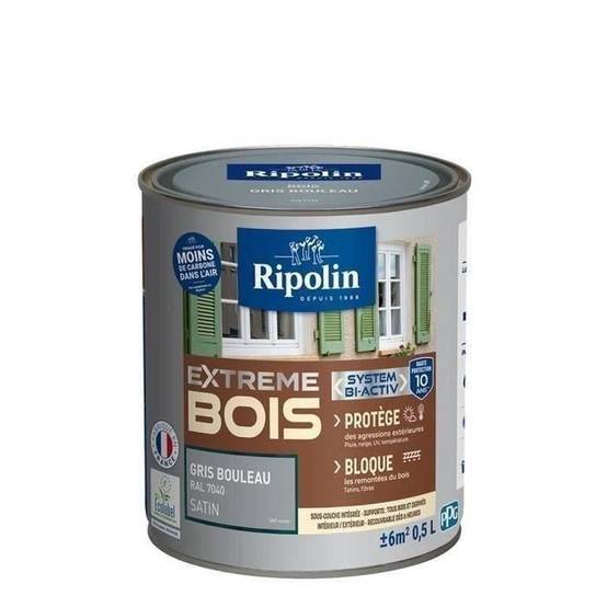 Ripolin - Peinture bois microporeuse satin Grainau Grey, intérieur/extérieur, 0,5 L - RIPOLIN - Image 1