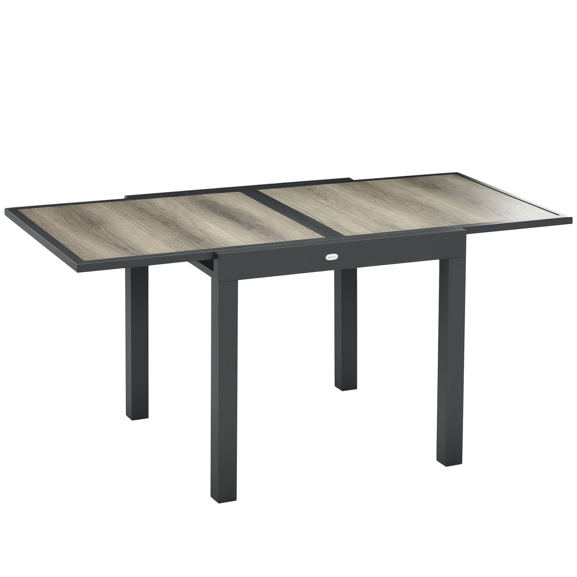 ComfortXL - Table de jardin extensible aluminium effet bois 80-160 x 80 cm terrasse 6 personnes - ComfortXL Outdoor Living - Image 1