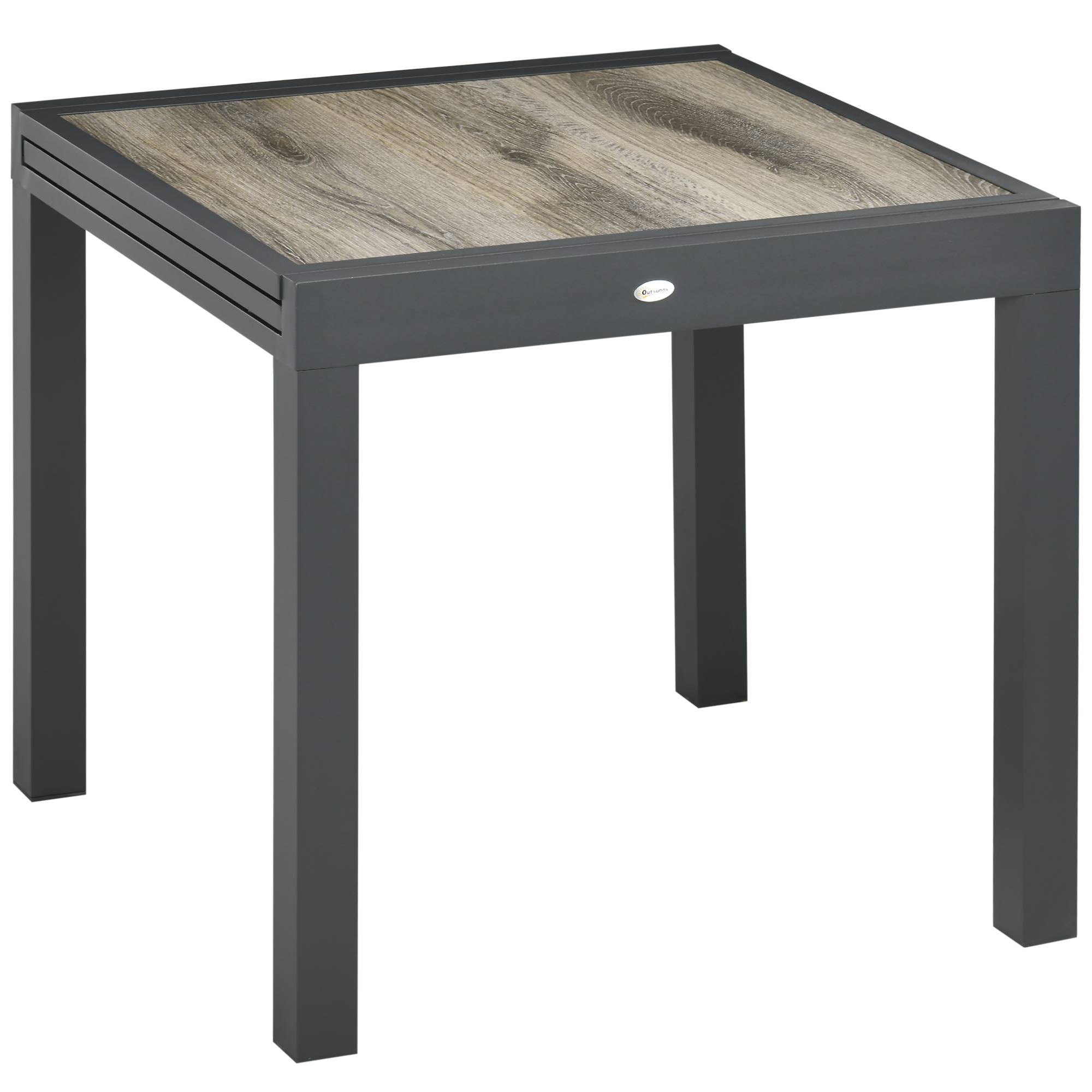 ComfortXL - Table de jardin extensible aluminium effet bois 80-160 x 80 cm terrasse 6 personnes - ComfortXL Outdoor Living - Image 2
