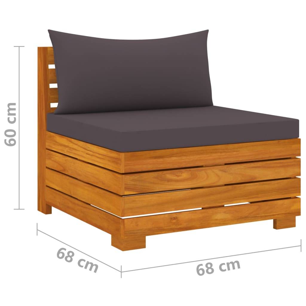 Helloshop26 - Salon de jardin meuble d'extérieur ensemble de mobilier 4 pièces avec coussins bois d'acacia solide - Image 6