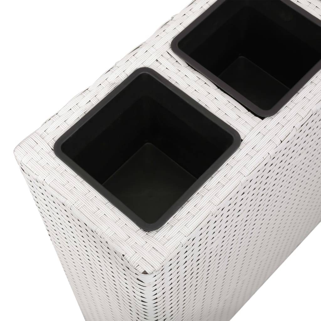 Jardinière lit surélevé plantes fleurs jardin avec 4 pots résine tressée blanc - Image 5