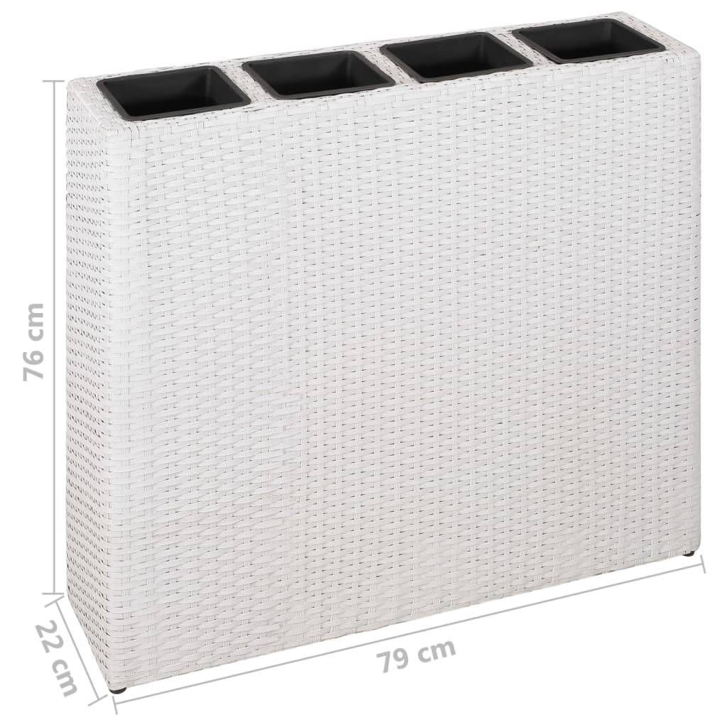 Jardinière lit surélevé plantes fleurs jardin avec 4 pots résine tressée blanc - Image 6