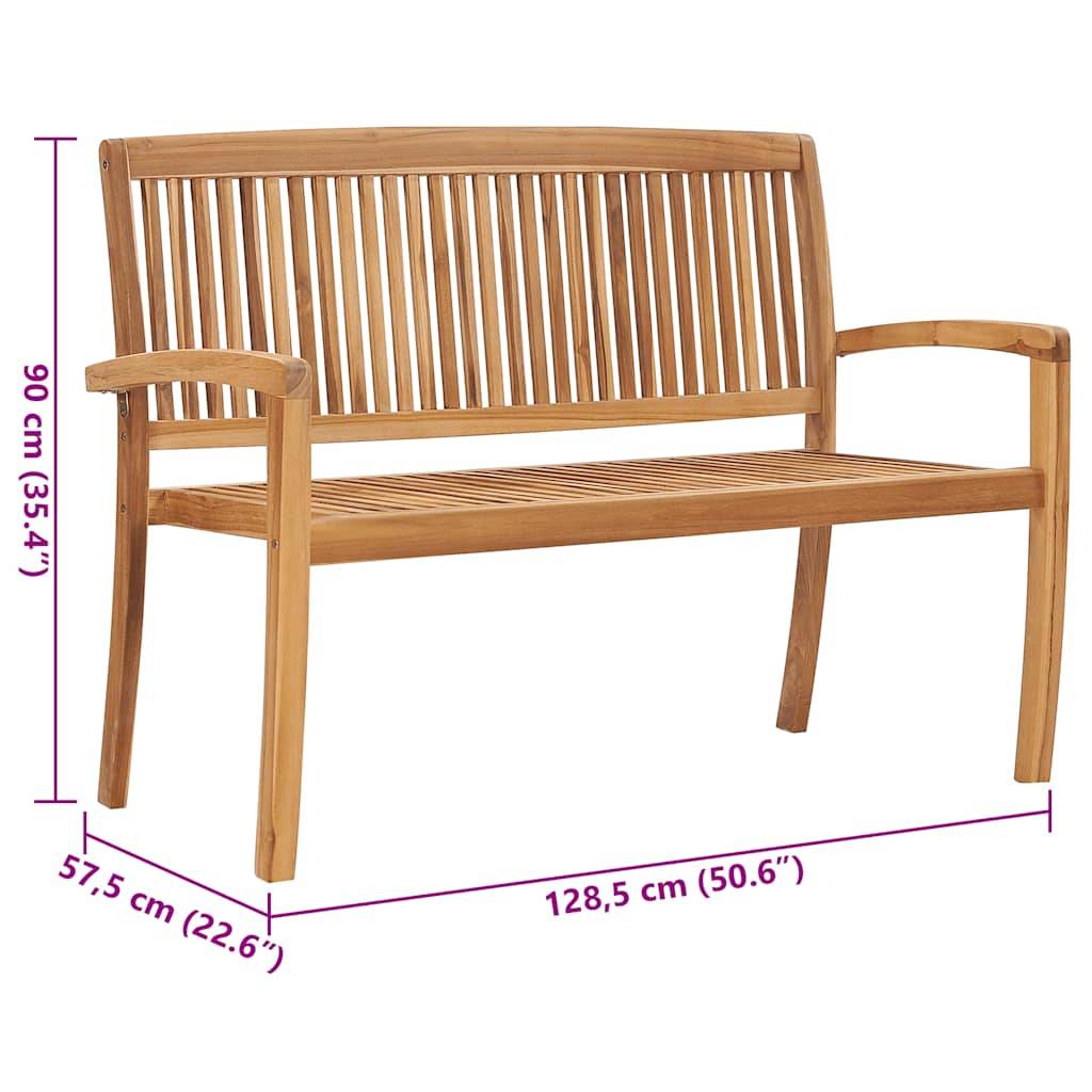 ComfortXL - Banc de Jardin Teck Massif Extérieur Empilable Coussin Vert Vif 128cm - ComfortXL Outdoor Living - Image 8