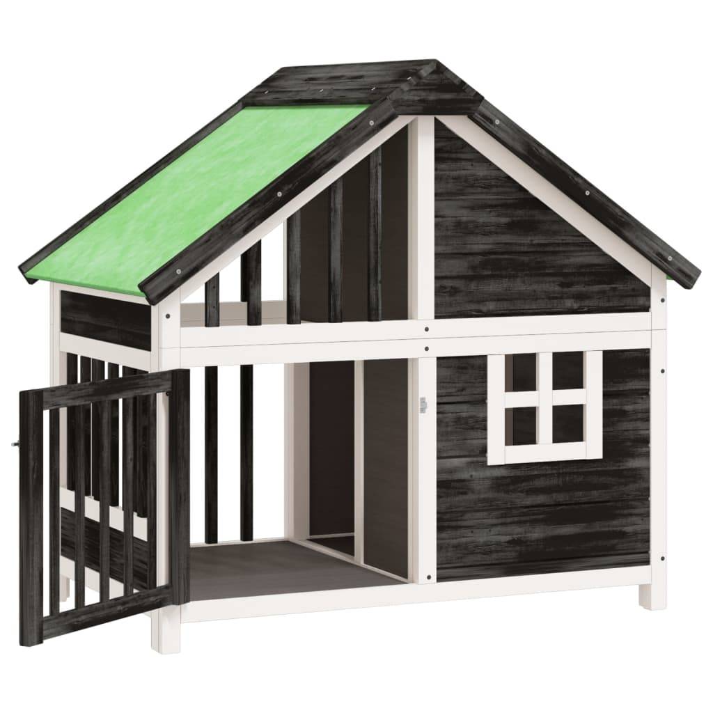 ComfortXL - Niche pour chien en bois de pin massif grise avec toit vert étanche – ComfortXL Outdoor Living - Image 3