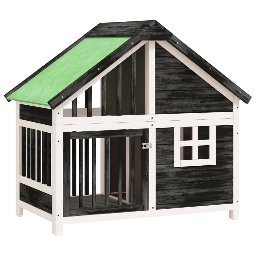 ComfortXL - Niche pour chien en bois de pin massif grise avec toit vert étanche – ComfortXL Outdoor Living - Image 2