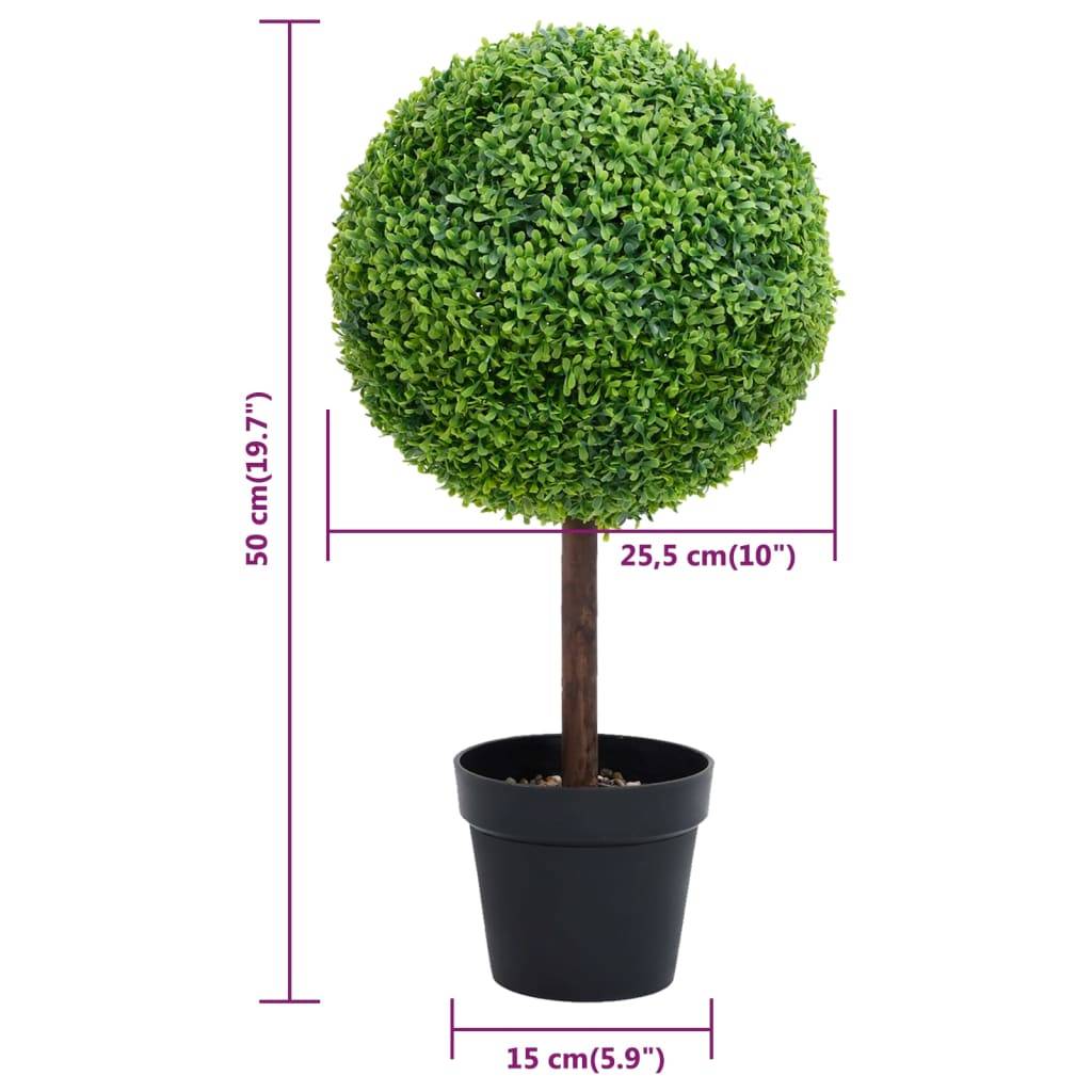 Plante de buis artificielle polyéthylène et bois vert 15 x 15 x 50 cm - PANGIVO - Image 5