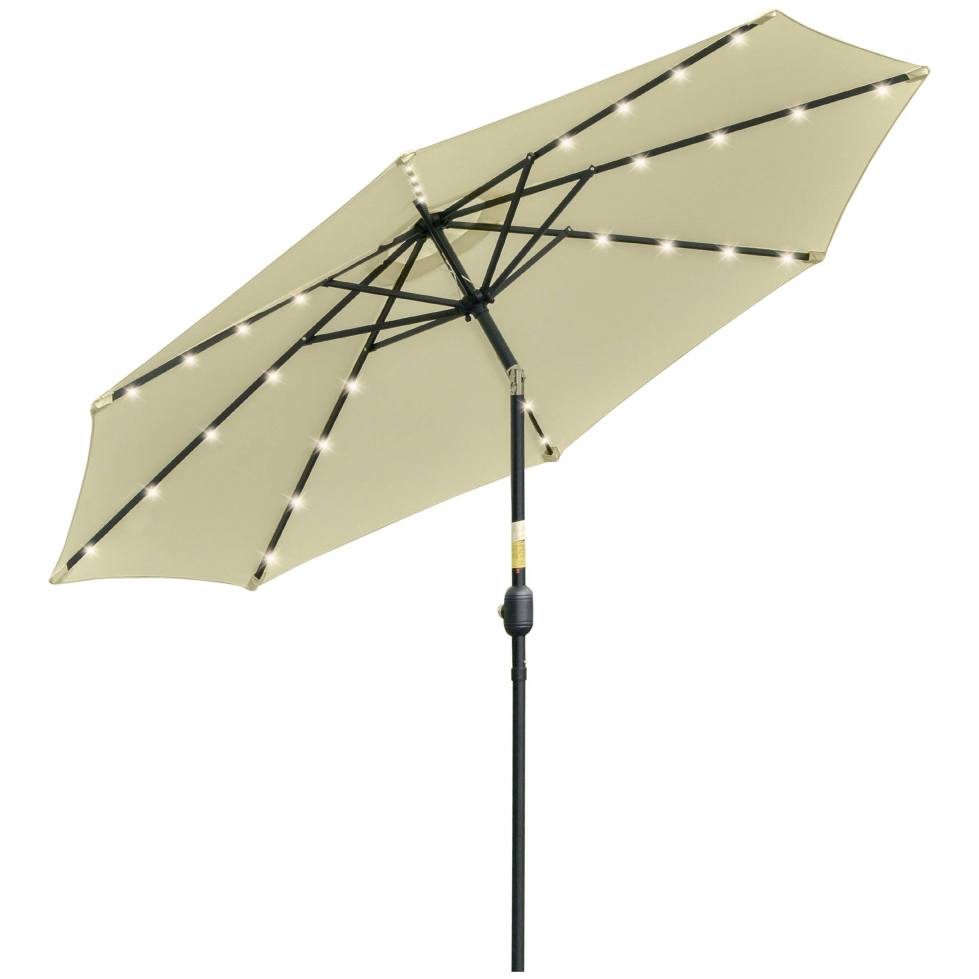 Maison Chic - Parasol de Jardin Extérieur Rond Ø 265 cm, Lumières LED Solairesmanivelle - Acier Beige fr264 - Image 1
