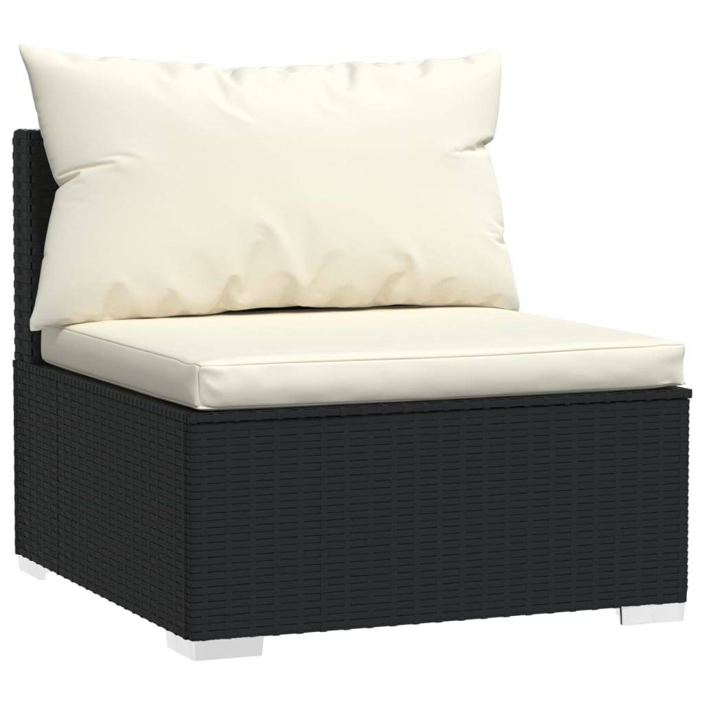 Helloshop26 - Salon de jardin meuble d'extérieur ensemble de mobilier 8 pièces avec coussins résine tressée noir - Image 2
