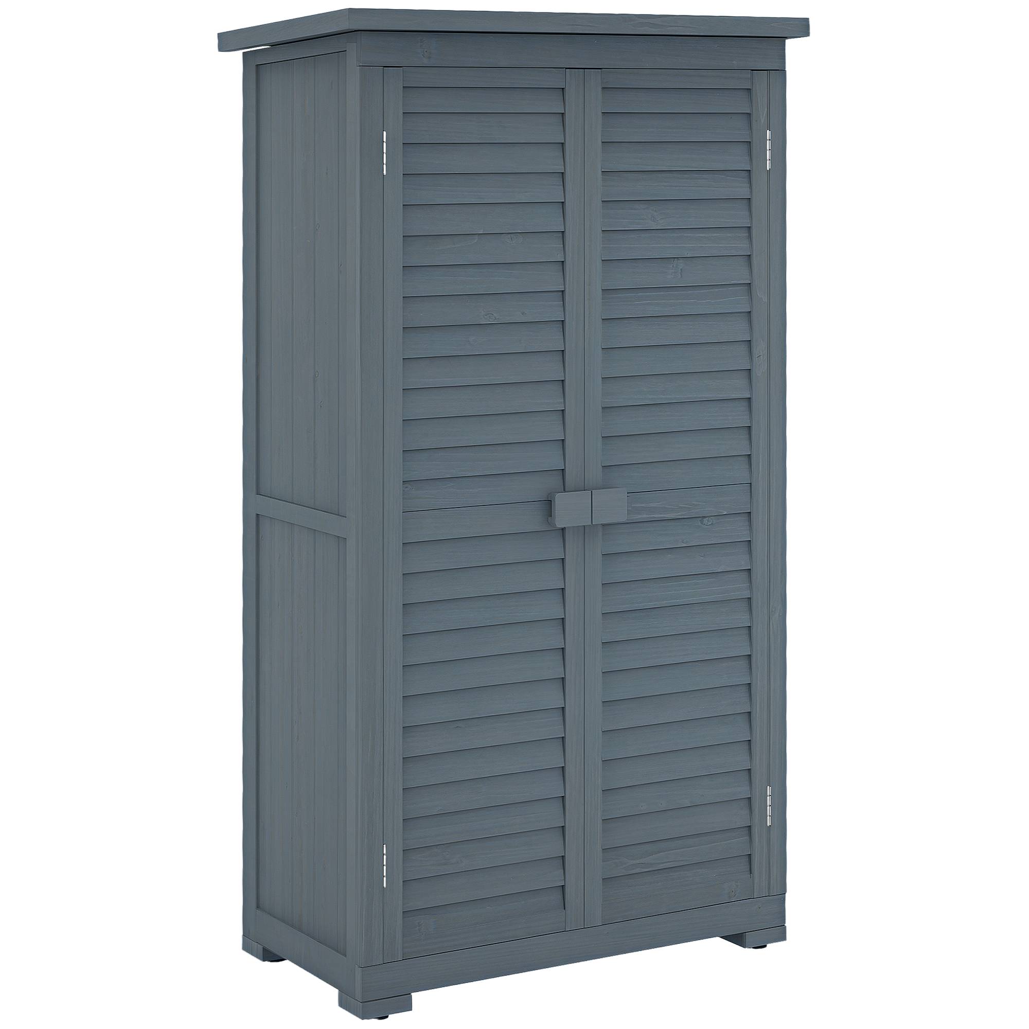 Abri de jardin bois avec étagères 87x46,5x160 cm gris - Image 1
