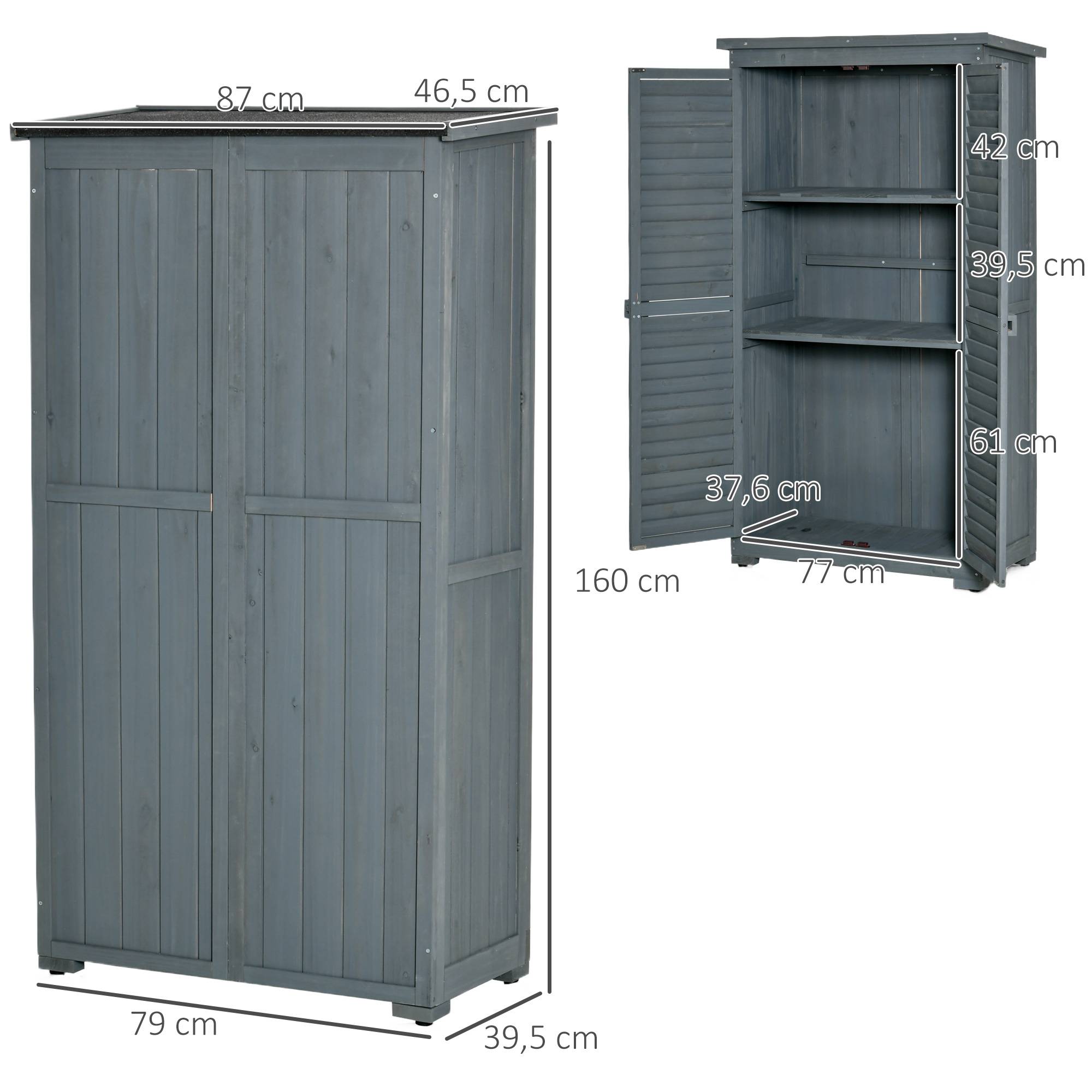 Abri de jardin bois avec étagères 87x46,5x160 cm gris - Image 5