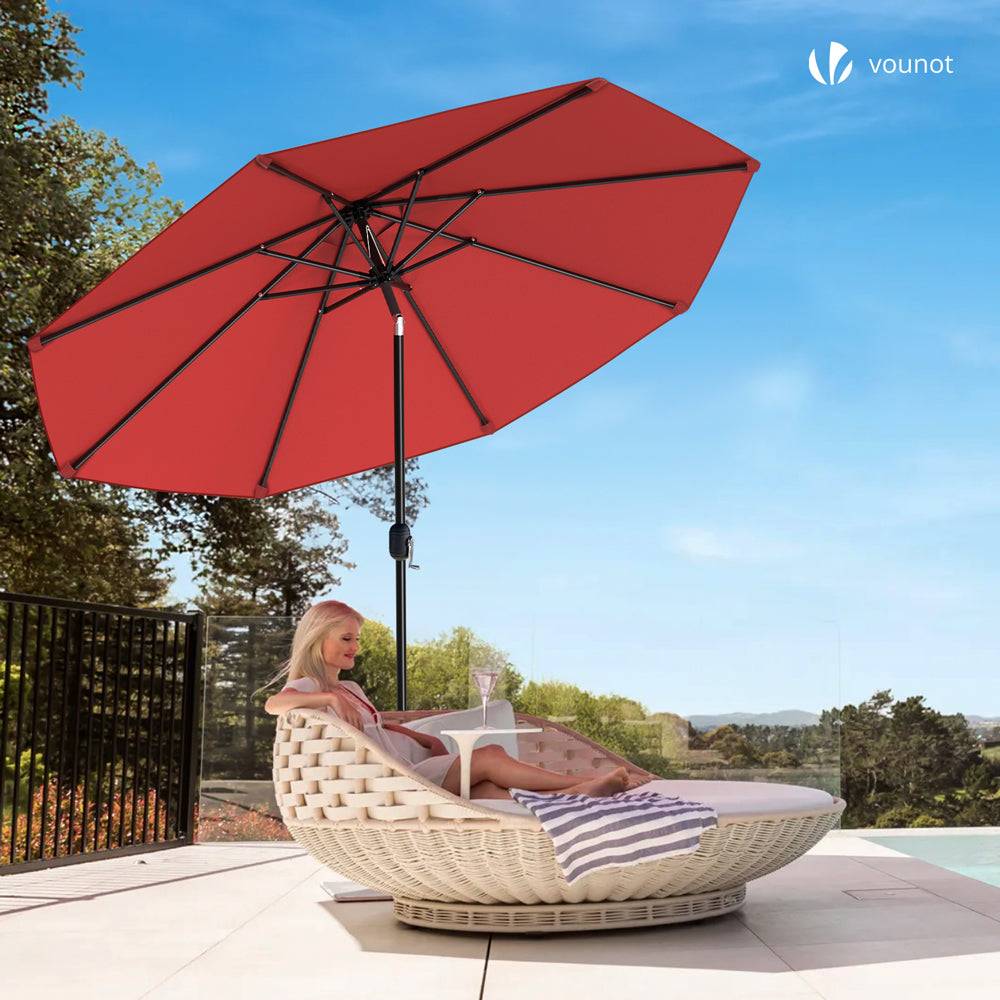 Vounot - Parasol inclinable 2.70 x 2.40m avec housse de protection rouge - Image 5