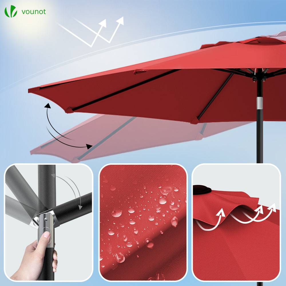 Vounot - Parasol inclinable 2.70 x 2.40m avec housse de protection rouge - Image 2
