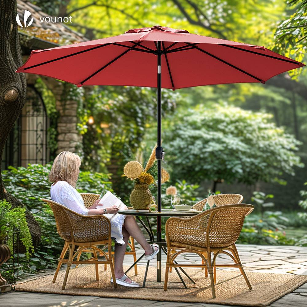 Vounot - Parasol inclinable 2.70 x 2.40m avec housse de protection rouge - Image 7