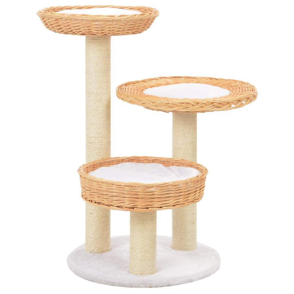 Helloshop26 - Arbre à chat griffoir grattoir niche jouet animaux peluché en sisal naturel bois de saule - Image 1