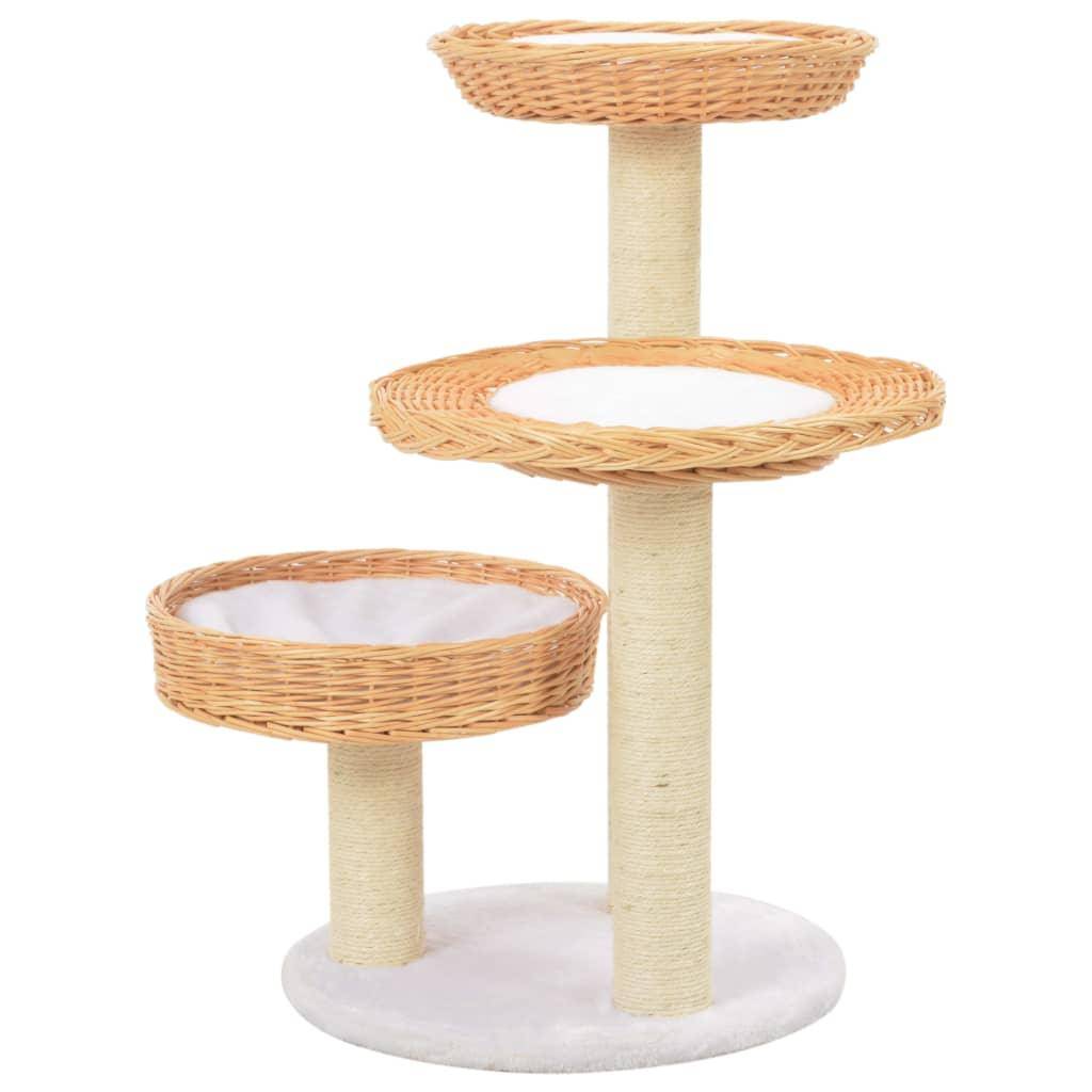 Helloshop26 - Arbre à chat griffoir grattoir niche jouet animaux peluché en sisal naturel bois de saule - Image 2
