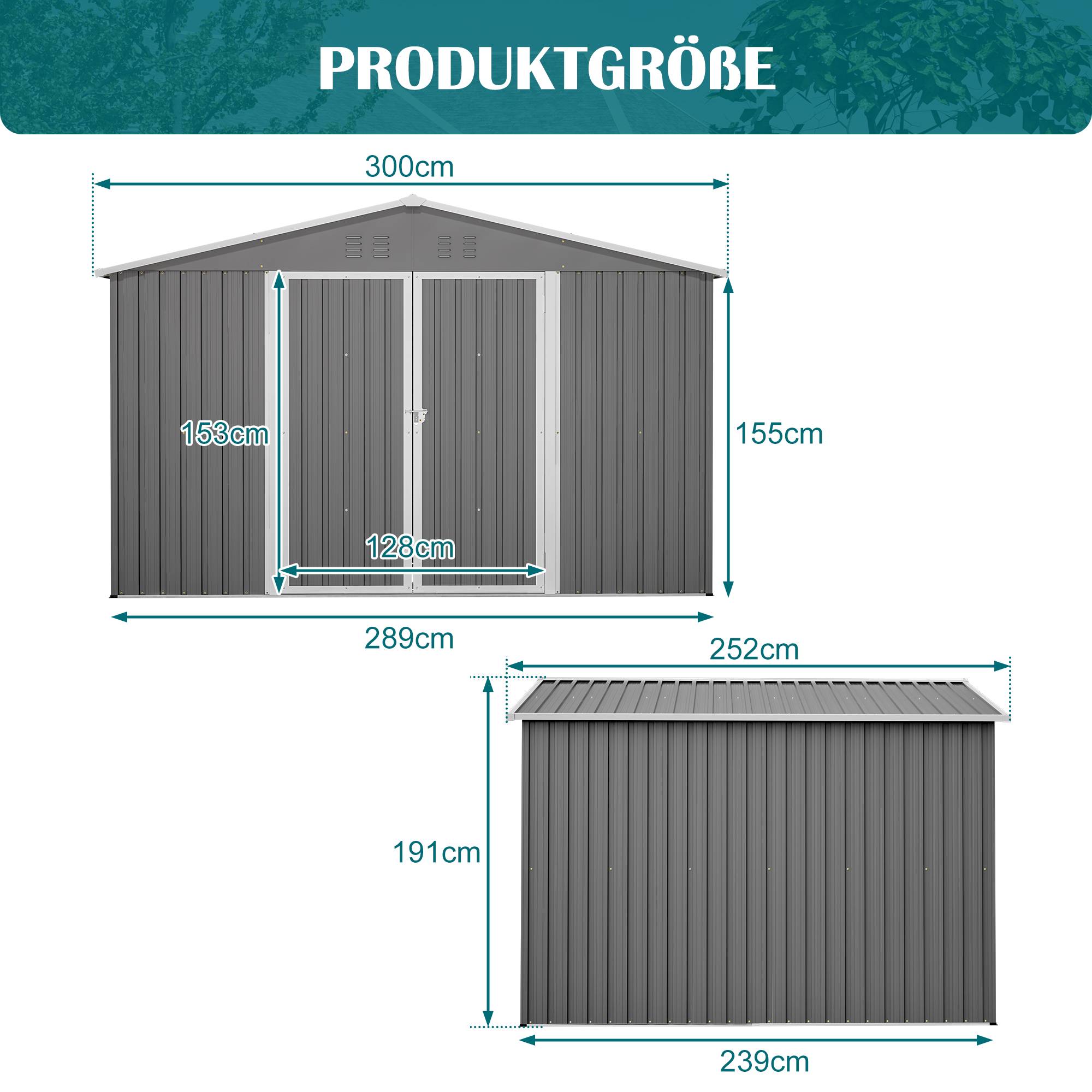 ComfortXL - Abri de jardin métal galvanisé pour outils rangement 300 x 252 x 191 cm anthracite - ComfortXL Outdoor Living - Image 2
