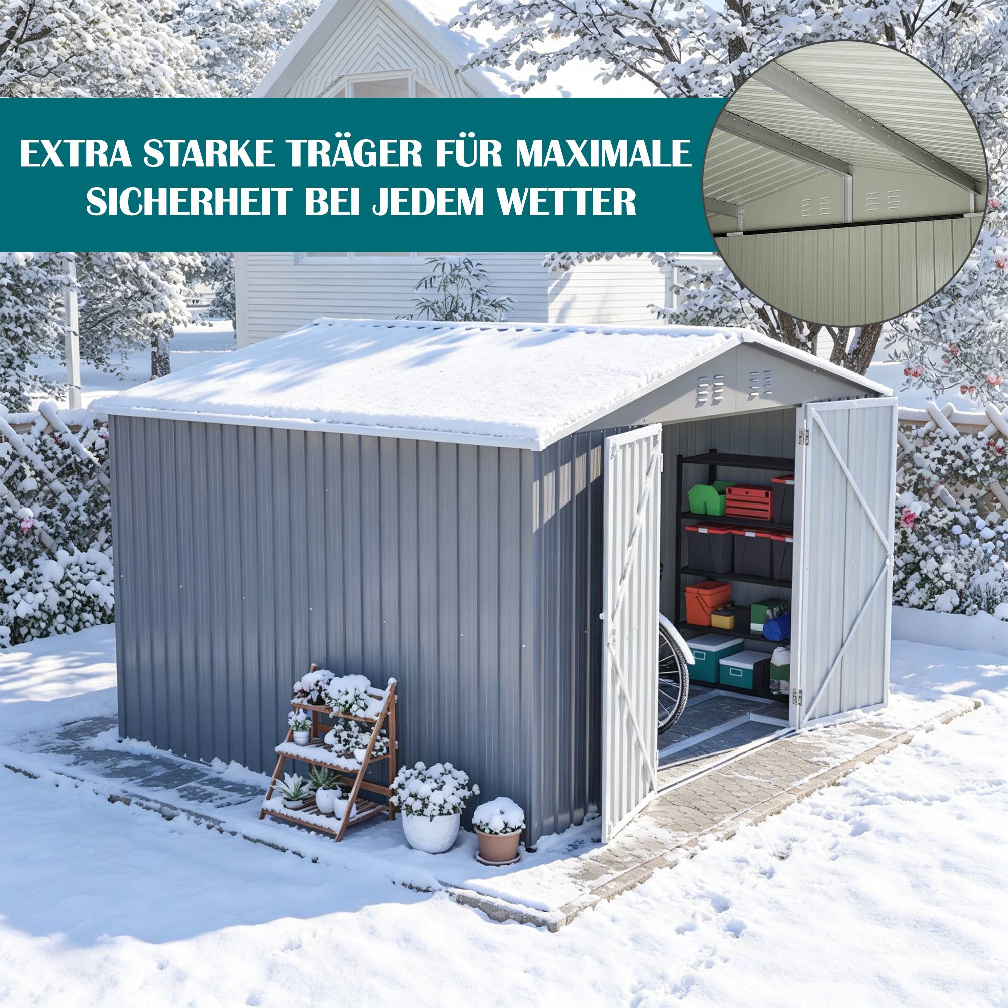 ComfortXL - Abri de jardin métal galvanisé pour outils rangement 300 x 252 x 191 cm anthracite - ComfortXL Outdoor Living - Image 6