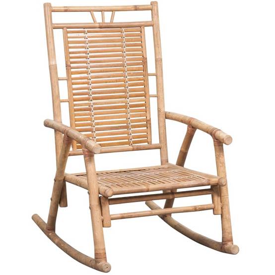 Chaise à bascule bambou avec coussin bleu royal 66 x 86 x 105 cm - PANGIVO - Image 2