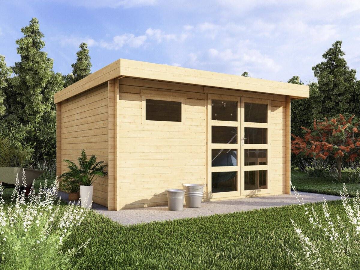 Habitat Et Jardin - Abri De Jardin En Bois Avec Toit Plat "oak" - 13,1 M² - 28 Mm - Beige -habitat Et Jardin - Image 2